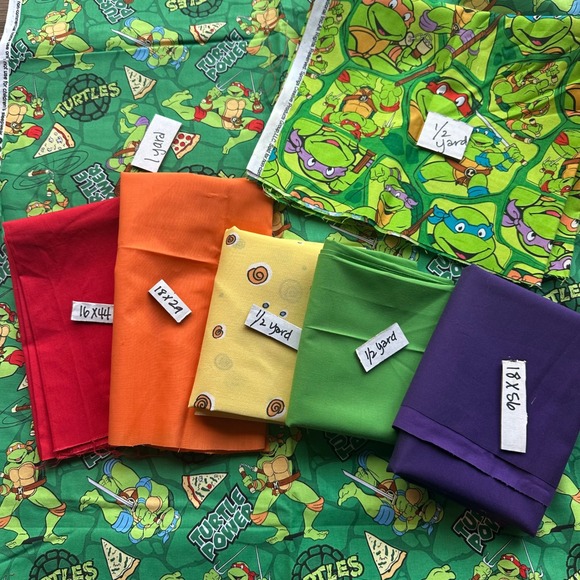 Other - Teenage Mutant Ninja Turtles TMNT Fabric Bundle 7‎ Pieces 3.75 Yards Total